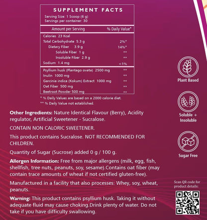 ENERGYA FortiFiber Plant-Based Prebiotic Fiber Drink – Sugar-Free Berry Flavor