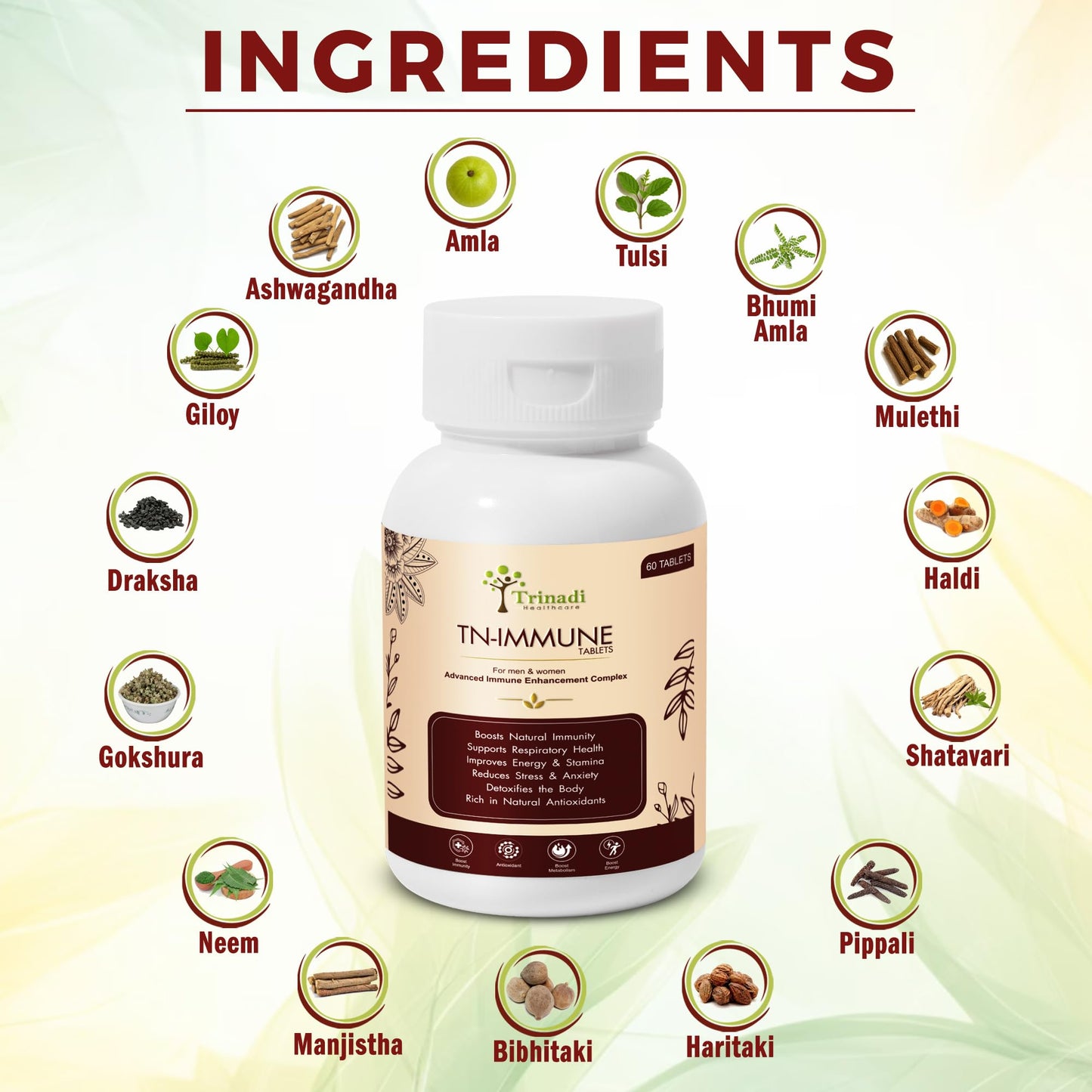 Trinadi Healthcare TN-IMMUNE Advanced Immune Enhancement Complex (Tablets & Syrup). Boosts immunity, respiratory health, energy, and reduces stress. (Combo OF 2)