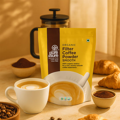 Phalada Pure & Sure Pure & Sure Organic Filter Coffee Powder Smooth | Ground Coffee | Pure & Sure South Indian Filter Coffee Powder | Fresh Coffee 200g.