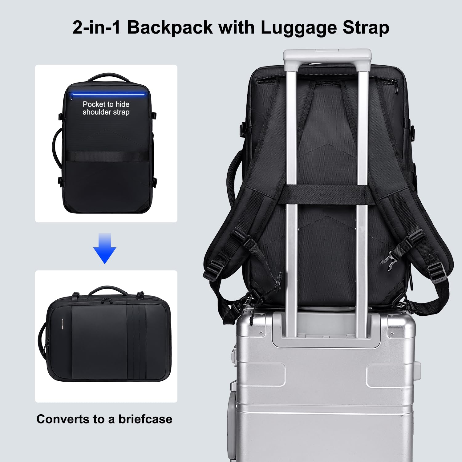 GOLDEN WOLF Travel Backpack for Men 44L Heavy Duty Laptop Backpack Expa- image 5