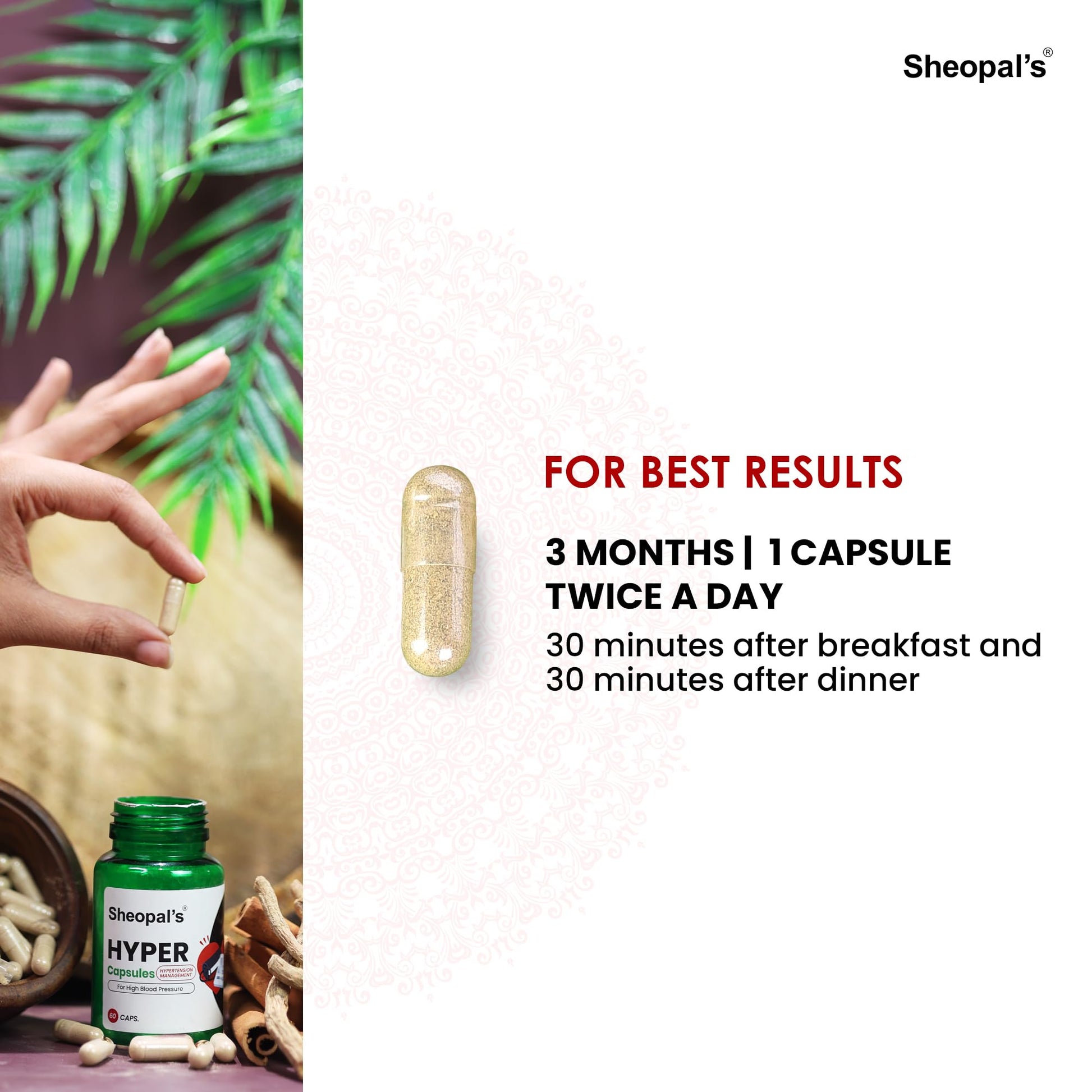 Sheopal’s Hyper Care Ayurvedic Capsules – Jatamansi, Brahmi, Arjuna, As- image 2