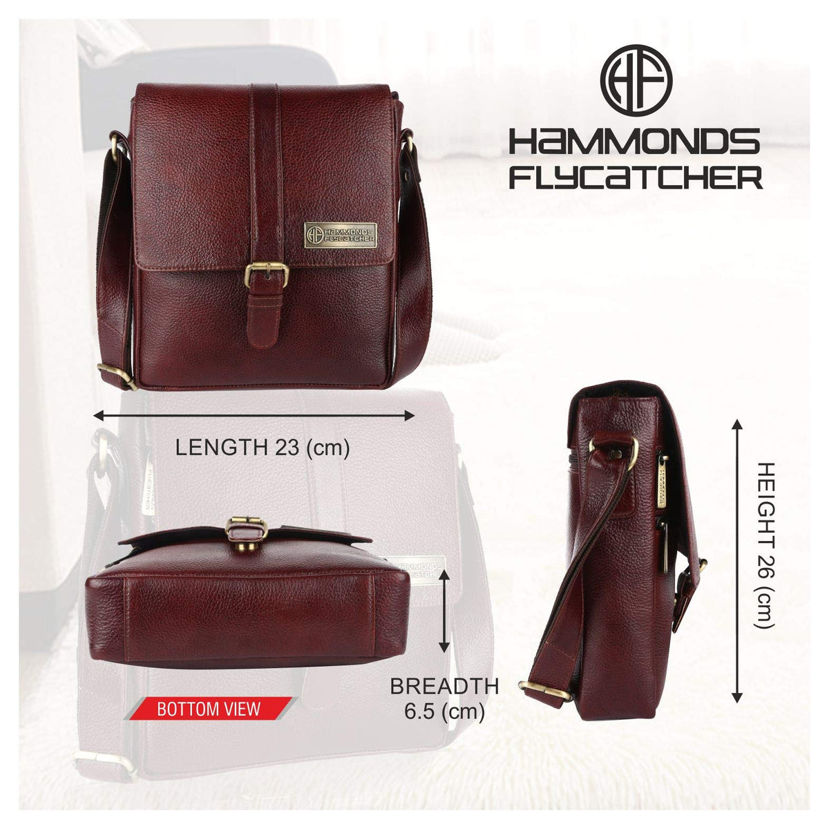 HAMMONDS FLYCATCHER Genuine Leather Sling Bag for Men, Stylish and Spacious Side Bag for Men, Crossbody Bag for Mens Daily Use, Travel, Adjustable Strap, 1 Year Warranty