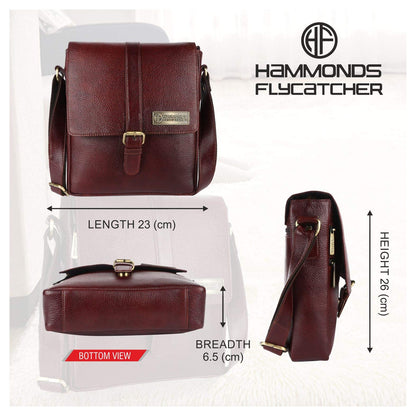 HAMMONDS FLYCATCHER Genuine Leather Sling Bag for Men, Stylish and Spacious Side Bag for Men, Crossbody Bag for Mens Daily Use, Travel, Adjustable Strap, 1 Year Warranty