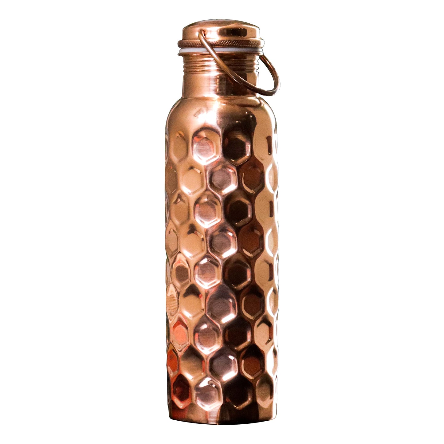 Pure Copper Water Bottle - Leak Proof Joint Less Indian Ayurveda Health Benefit Water Drinking Carafe - Diamond Finish - 950 ML