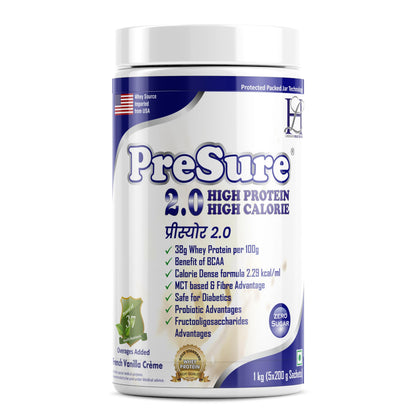 PreSure 2.0 HIGH PROTEIN HIGH CALORIE Whey Protein powder Vanilla Creme Flavore For Men And Women_(1000 GM)