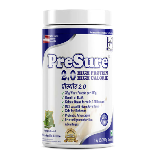 PreSure 2.0 HIGH PROTEIN HIGH CALORIE Whey Protein powder Vanilla Creme Flavore For Men And Women_(1000 GM)