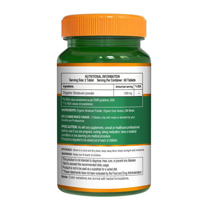 Pure Nutrition Organic Shatavari 120 Tablets | Ayurvedic Herbal Supplement for Women’s Hormone Balance & Wellness | Boosts Immunity, Supports Digestion & Overall Vitality