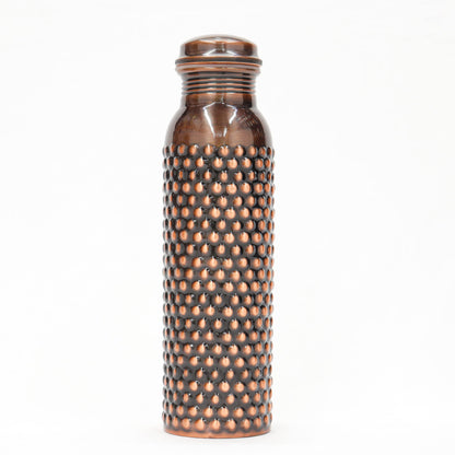 KUVI Copper Water Bottle 1 Litre | Leak Proof, Durable & Rust Proof | Ayurveda and Yoga Health Benefits | Eco Friendly Water Bottle 1000 ml | Office/Gym/Travel Bottle (Dotted Design)