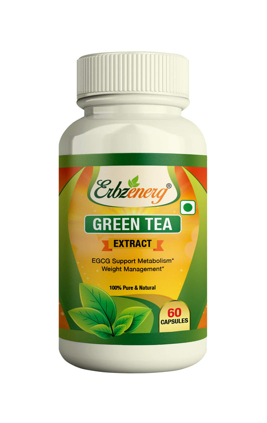 ERBZENERG Green Tea Extract (Camellia sinensis)500mg 60 Capsules (Pack of 1)