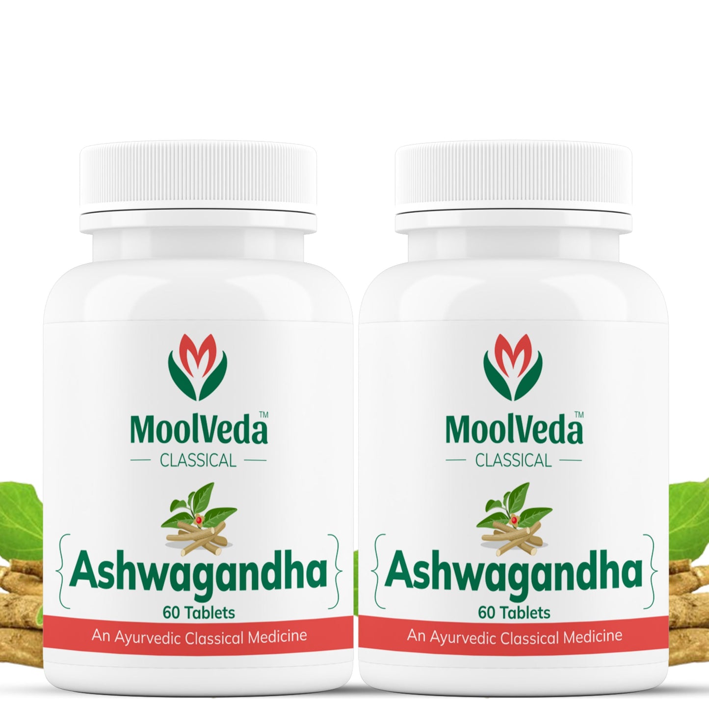 Moolveda Ashwagandha Tablets | Energy, Stress Relief and Immune Support | Improves Strength, Energy & Overall Wellbeing | Rejuvenates Mind & Body | 60 Veg Tablets (Pack Of 2)