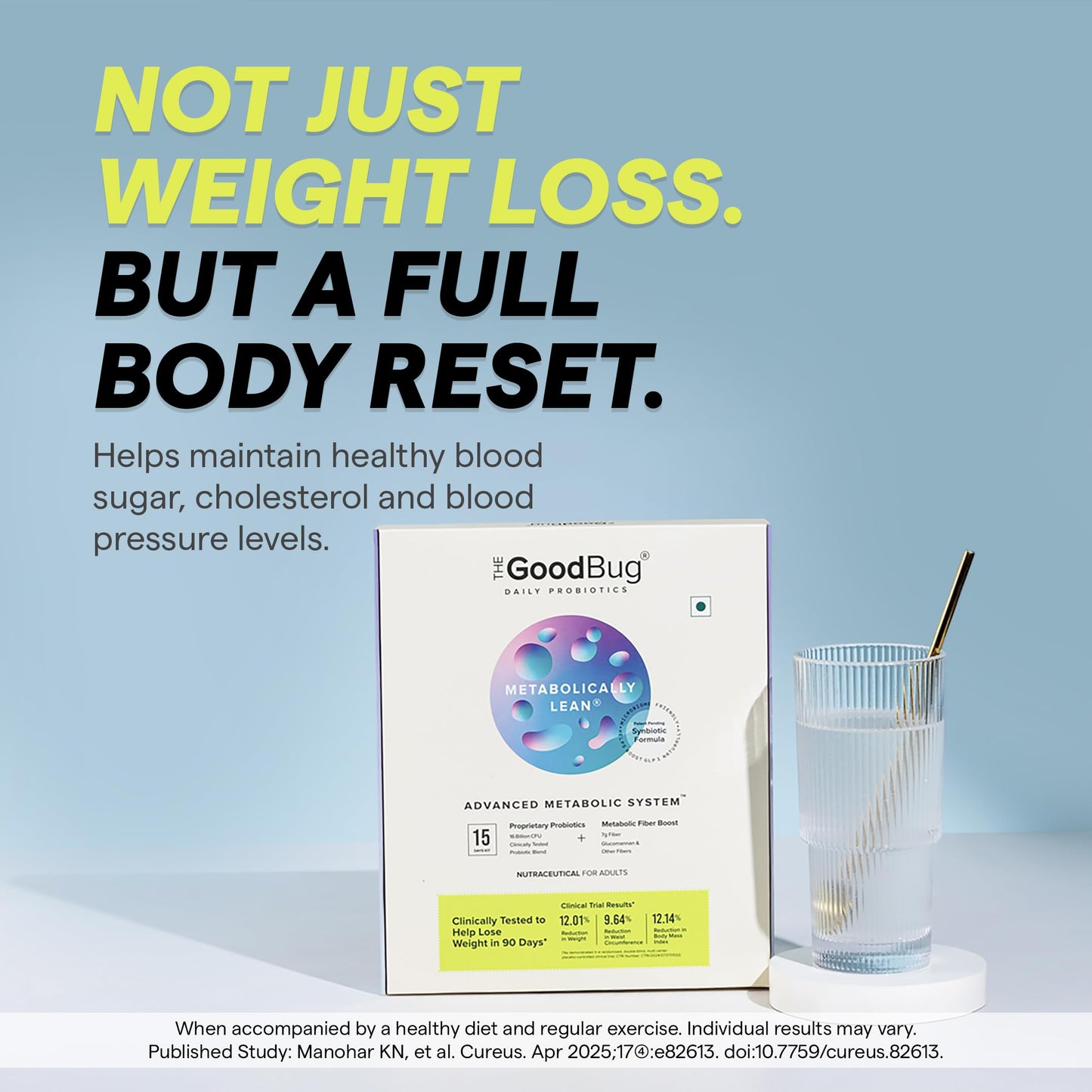The Good Bug Metabolically Lean: Advance Metabolic System |Weight Loss For Women & Men | 16 b CFUs Probiotics Supplement + L-Carnitine + 7g Prebiotic Fiber | Boosts GLP1, Metabolism & Reduces Cravings Naturally | 30 Days Pack