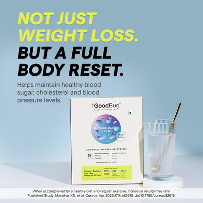 The Good Bug Metabolically Lean: Advance Metabolic System |Weight Loss For Women & Men | 16 b CFUs Probiotics Supplement + L-Carnitine + 7g Prebiotic Fiber | Boosts GLP1, Metabolism & Reduces Cravings Naturally | 30 Days Pack
