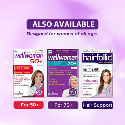 Wellwoman Multivitamin Capsules For Women With Evening Primrose Oil,Magnesium,Vitamin C,B6,Folic Acid To Provide All Round Nutrition,Immunity,Helps Reduce Pms,Pcos Symptoms,30 Veg Capsules,200 grams