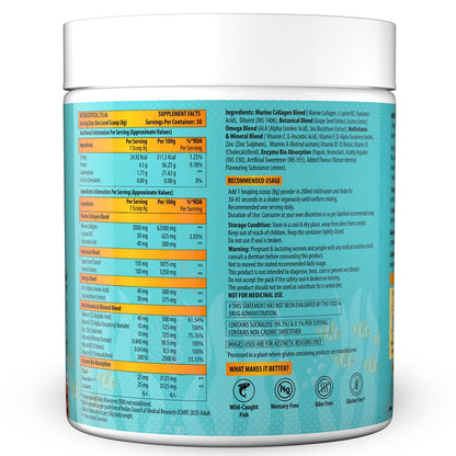 NATURYZ Marine Collagen Skin X5 for Women & Men | Premium Collagen Peptides | Power of 5 Blends | Hyaluronic acid, Biotin & Vitamin E | Supports Skin Radiance, Healthy Hair, Nails, Bone & Joints – 240g(Lemon Flavour)