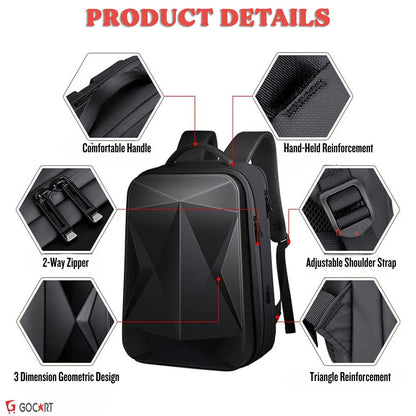 GOCART WITH G LOGO Hard Shell Business Computer Laptop Storage Backpack for Men and Women (Black)