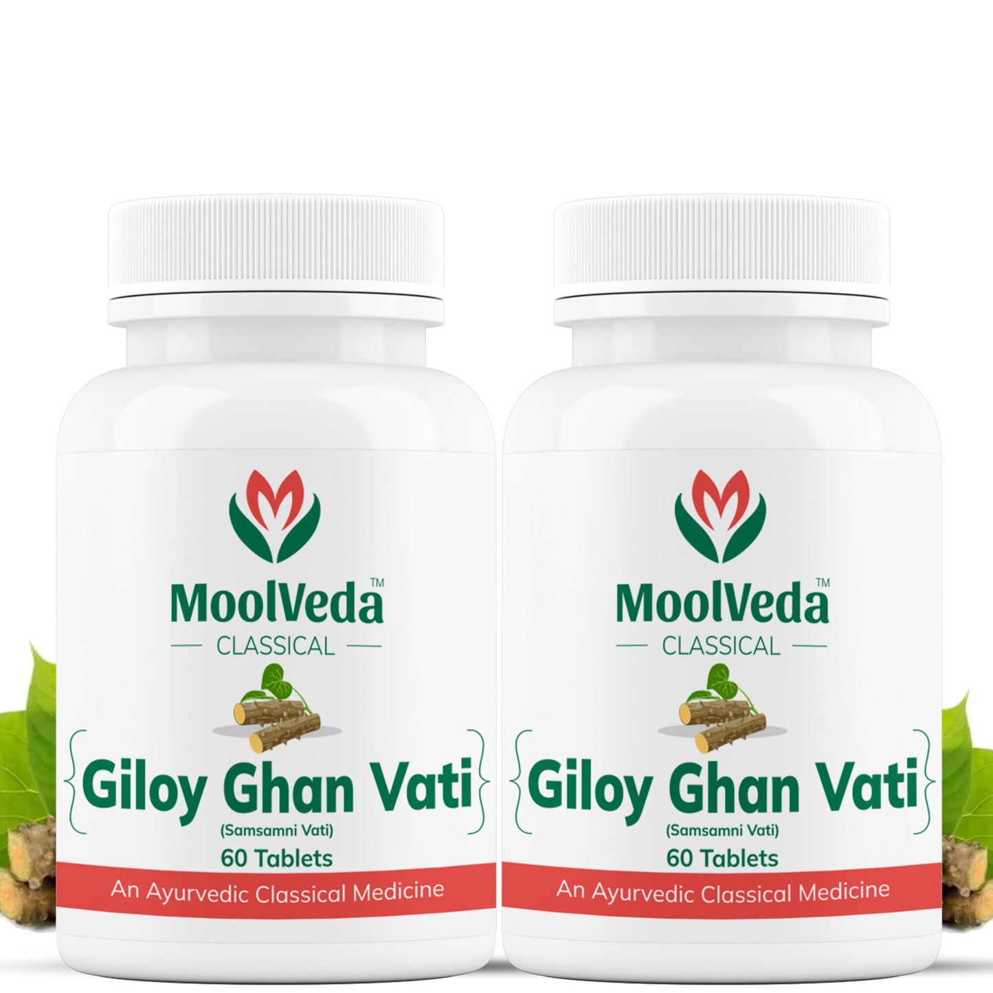 Moolveda 100% Pure and Natural Giloy Ghan Vati Tablet For Immunity Boosting, Use for Enhances Strength & Stamina, Detoxifies the Body (Pack Of 2)