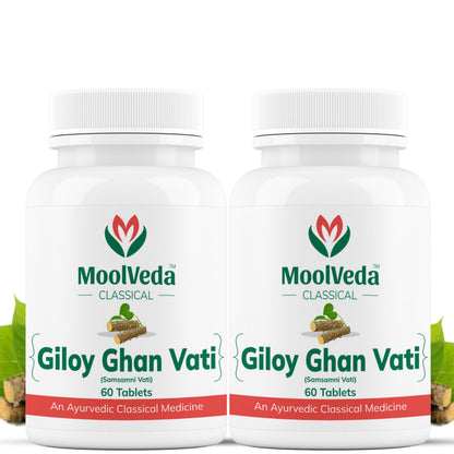 Moolveda 100% Pure and Natural Giloy Ghan Vati Tablet For Immunity Boosting, Use for Enhances Strength & Stamina, Detoxifies the Body (Pack Of 2)
