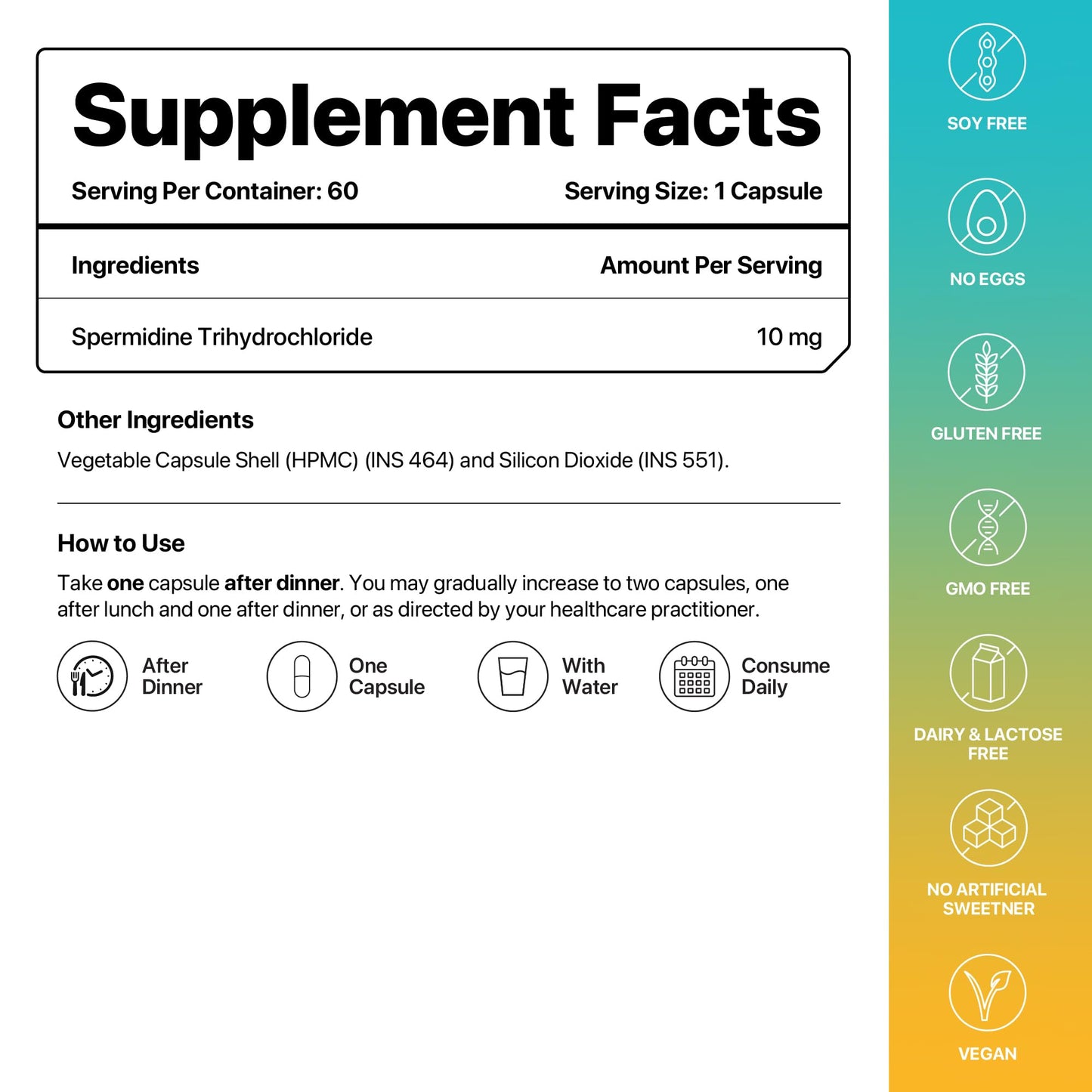 Decode Age Spermidine Supplement|Supports Autophagy,Immunity,Skin & Hair Health,Heart Health|10 Mg,60 Capsules,Vegan,1 Count