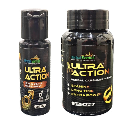 Herbal Samrat Ultra Action Wellness Combo – Herbal Oil 30ml + Stamina Capsules, 30 Count