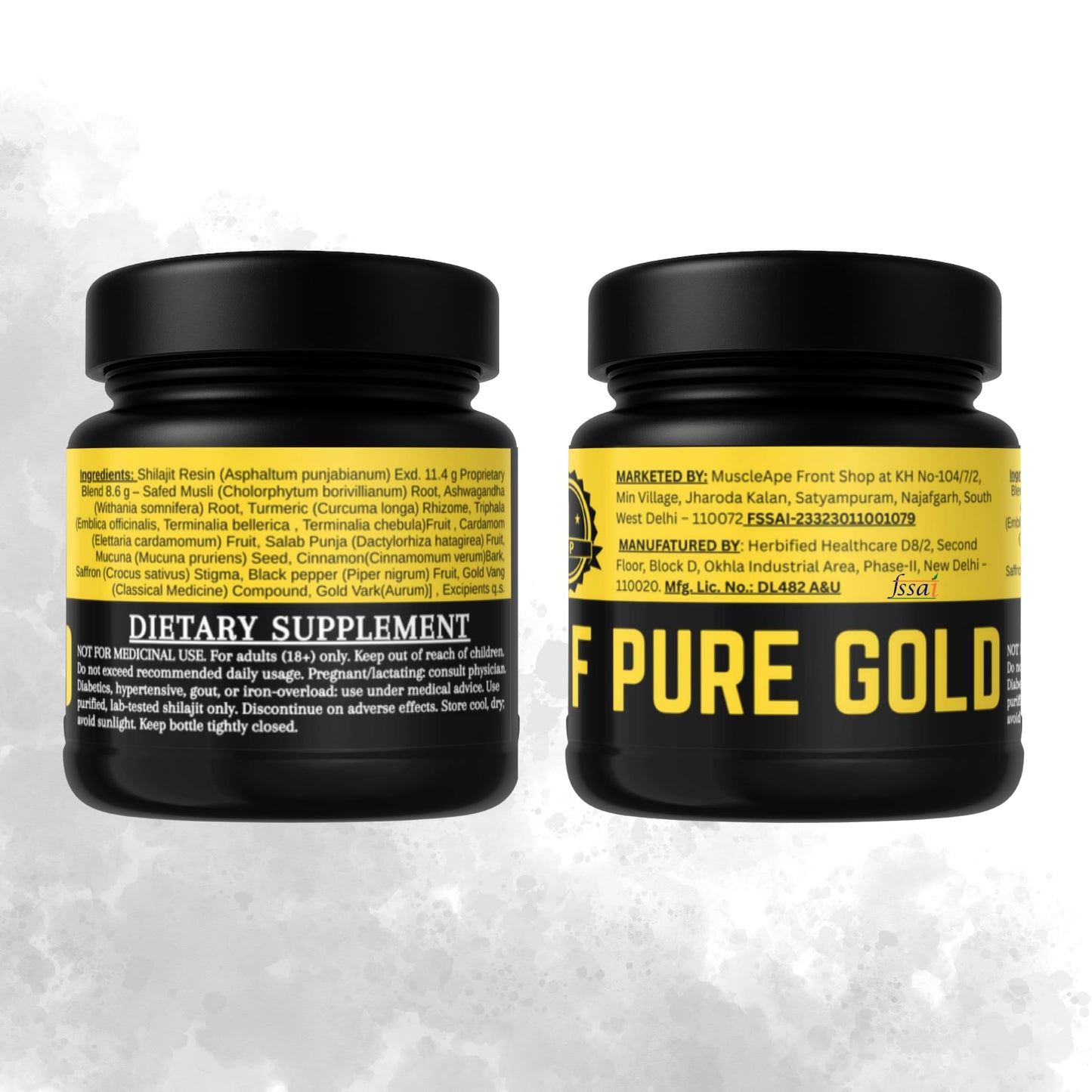 Muscleape Pure Himalayan Shilajit Resin | Enriched with Safed Musli, Ashwagandha, Tribulus & 12+ Ayurvedic Herbs | Energy, Strength, Immunity & Vitality Support| Shilajeet With 24 Carat Gold. 20gm