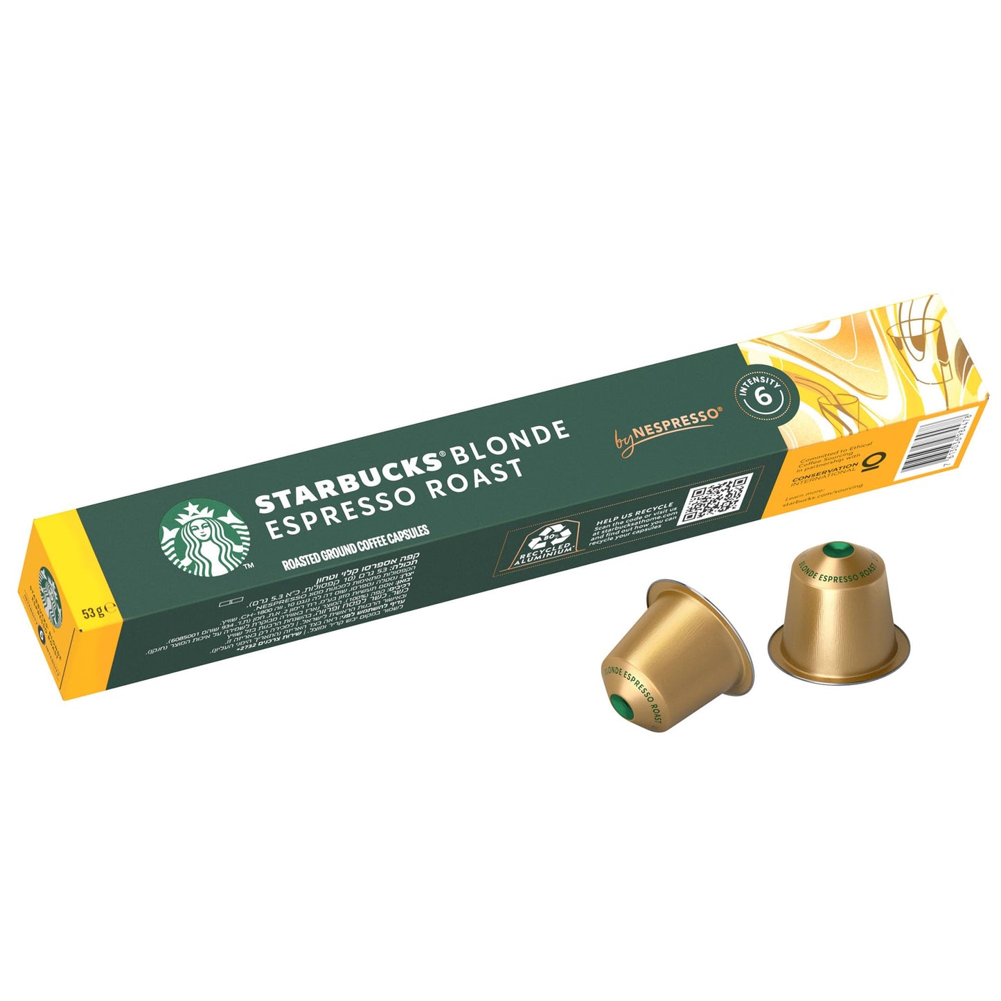STARBUCKS Blonde Espresso Roast Coffee Pods (10 Capsules) | Nespresso Compatible | Single Serve | Light Roast