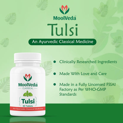 Moolveda Tulsi Tablets | Use For Natural Immunity Booster | Pure Herbs for Respiratory Wellness | 60 Veg Tabltes