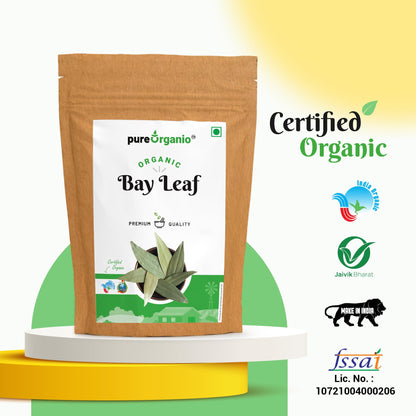 Pure Organio Organic Bay Leaf Whole Tej Patta Dried bay leaves Indian Spices (200 Gm)