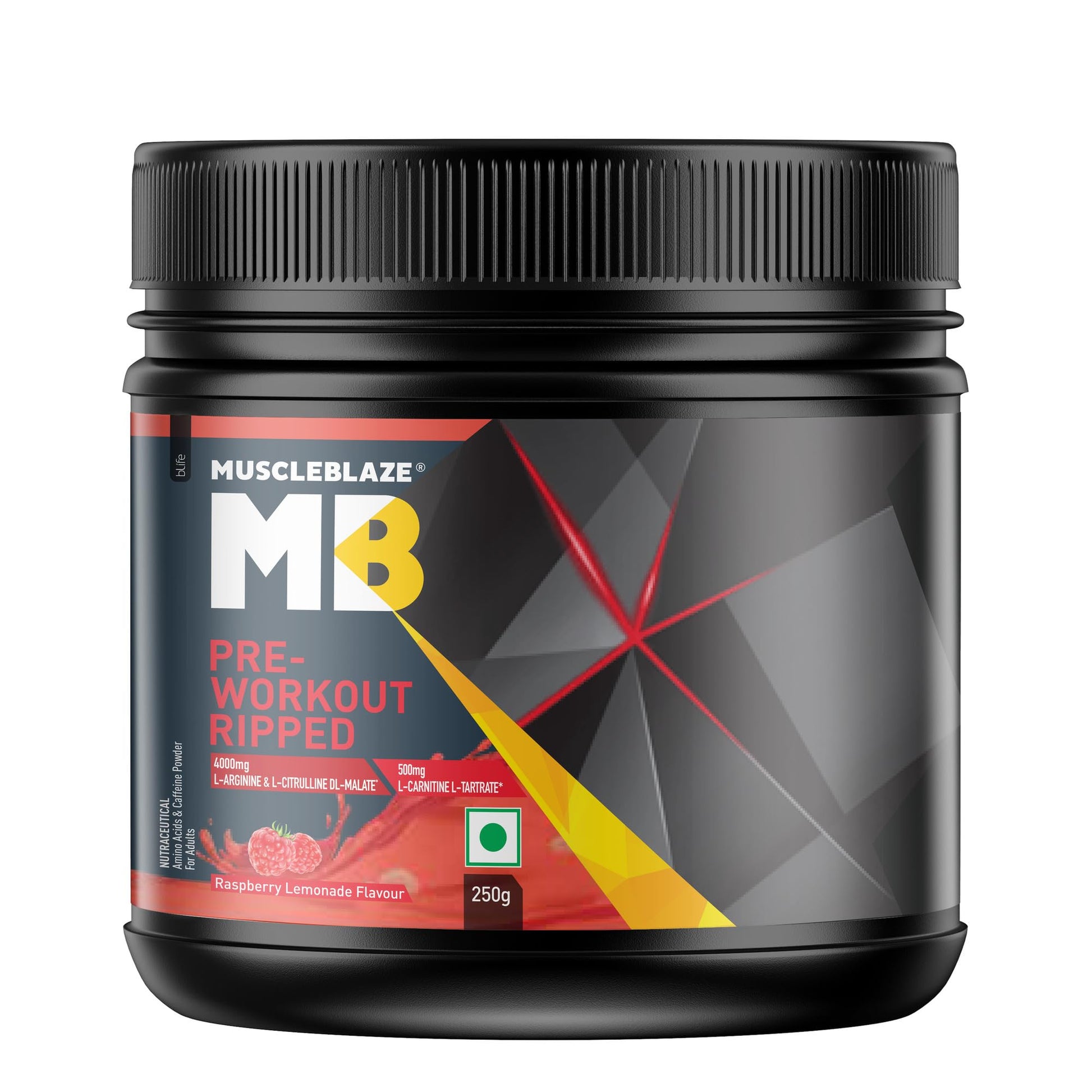 MuscleBlaze Pre Workout Ripped (Raspberry Lemonade, 250 g, 27 Servings)
