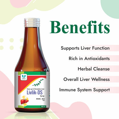 Varah Healthcare - Livlik DS Syrup | Ayurvedic Liver Detox and Digestive Support | Immune System Boost | Antioxidant Protection | 200ml