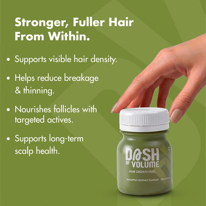 DASH OF VOLUME Hair Growth Shots | Targets Hair Thinning, Hair Fall & Weak Roots | Supports Hair Growth & Volume | Pack Of 6 (6x60 ML) Wellness Shots