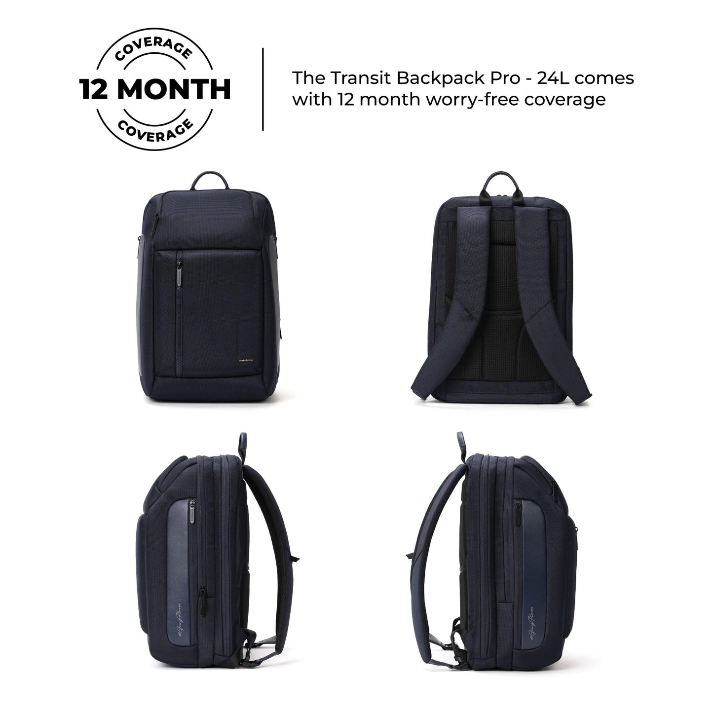 MOKOBARA Transit Pro Backpack | Laptop Up to 15.6 Inches, 24L Capacity | Durable Nylon and Vegan Leather Water-Resistant | Ideal for Work and Travel | Padded Shoulder Straps (Headspace)