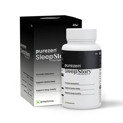Purezen SleepStory | Plant-Based Sleep Support Supplement with Chamomile, Valerian, L-Theanine, Jatamansi, Glycine & Magnesium for Relaxation & Restful Sleep | 60 Veg Capsules