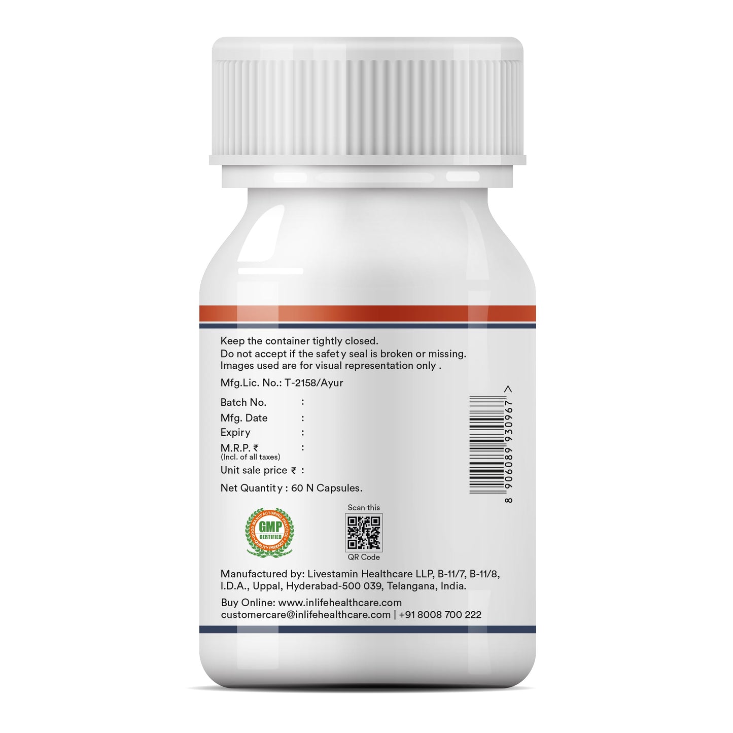 INLIFE Neuro Nerve Care, Ashwagandha Green Tea Turmeric, 60 Veg Capsules (Pack of 1, 60)