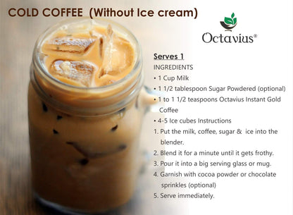 Octavius Gold Instant Coffee 500g Pack | 100% Pure Coffee Powder | Instant Coffee for Office Pantry, Cafeteria & Corporate Use | Strong & Aromatic Hot & Cold Coffee