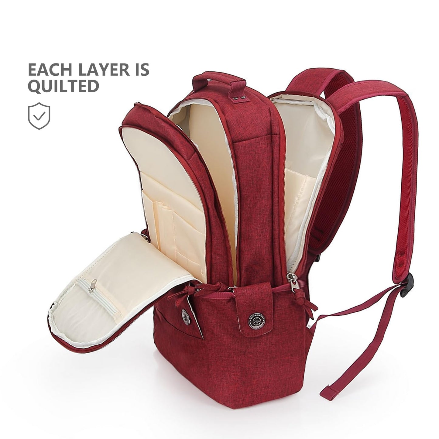 Kingslong 15.6 Inch Laptop Backpack Durable Linen Large Capacity Casual Daypack (red)