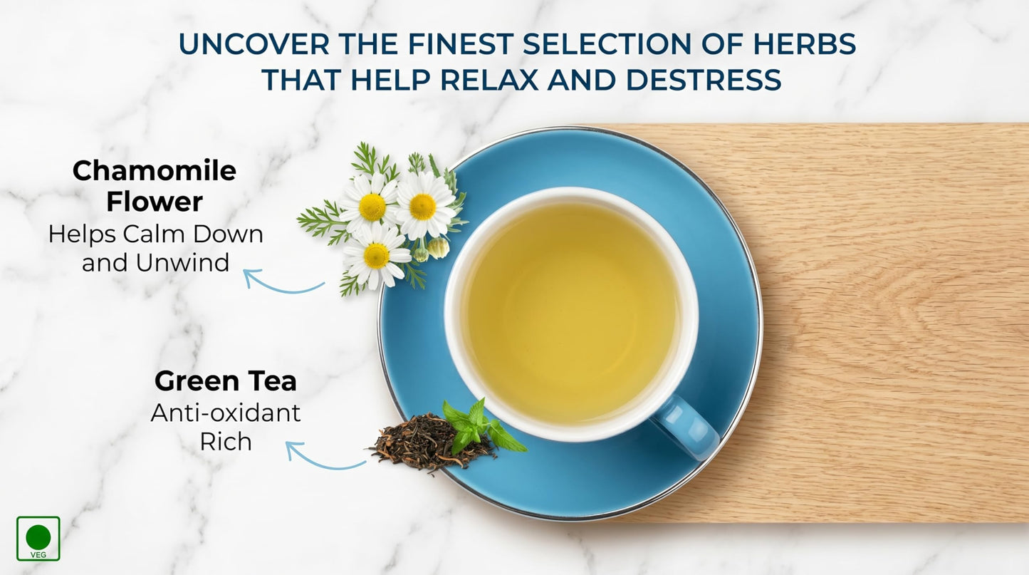 Tattva Adih Chamomile Green Tea | Stress Relief & Good Sleep I Whole Leaf Green Tea & Pure Flower Buds of Chamomile|Loose Leaves (100 grams (Airtight Container))
