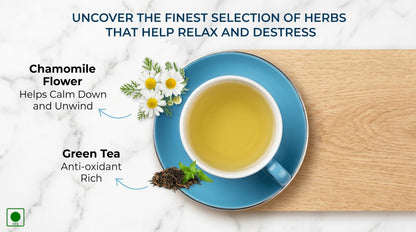 Tattva Adih Chamomile Green Tea | Stress Relief & Good Sleep I Whole Leaf Green Tea & Pure Flower Buds of Chamomile|Loose Leaves (100 grams (Airtight Container))