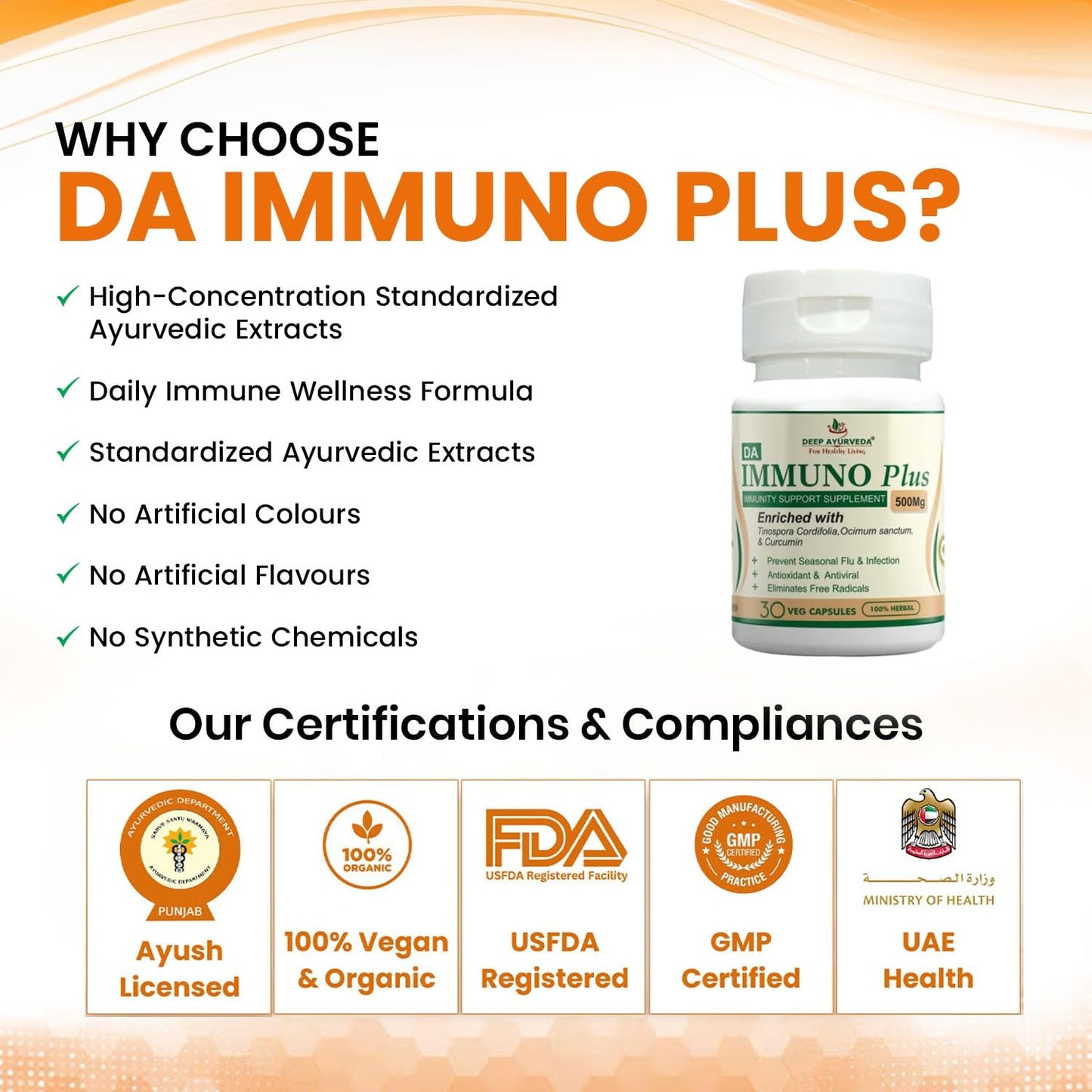 Immuno Plus Immunity Booster Vegan Capsules (60) | Ayurvedic Supplement for Strong Immunity, Energy & Daily Wellness
