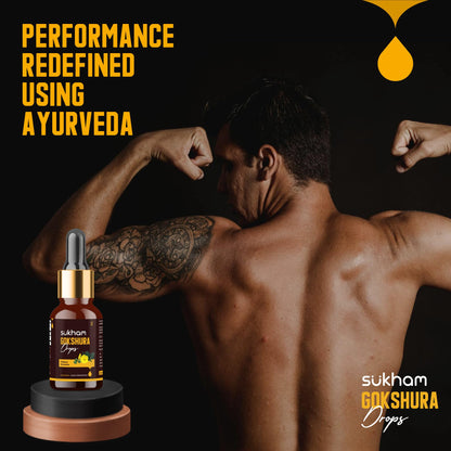 Sukham Gokshura Liquid Drops- TTT 120 Tribulus Terrestris | 3rd Party Lab Tested | For Recovery & Performance - 30ml (40 Servings) Enriched with Saponins & Flavonoids, Alcohol-Free Liquid Concentrate