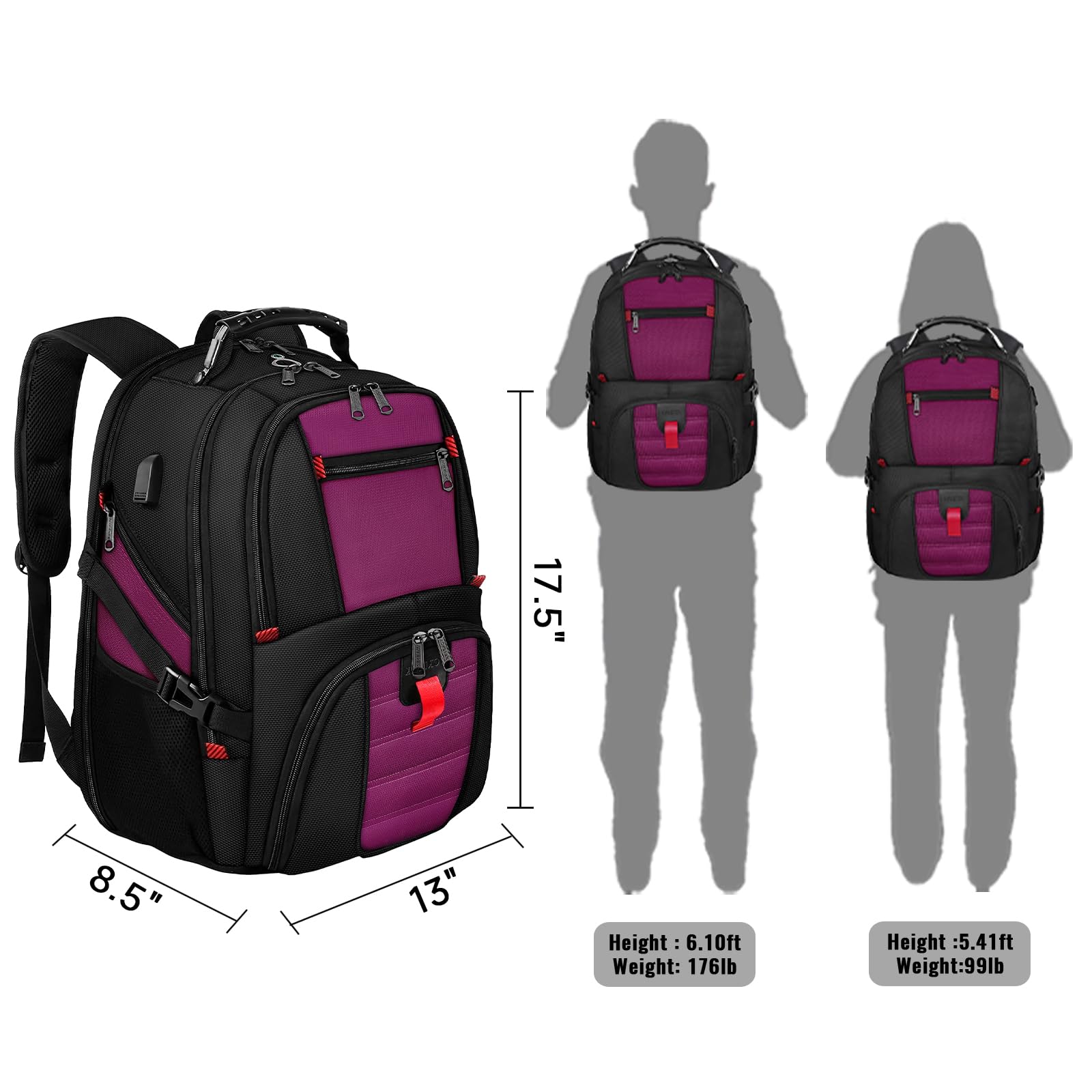 College Backpack, Extra Large Backpacks with USB Charging Port and Lugg- image 3