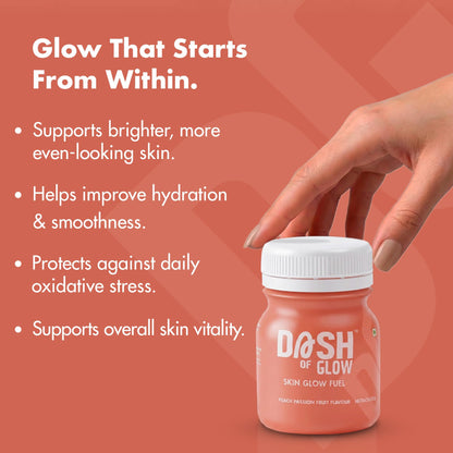 DASH OF GLOW Skin Glow Shots | Supports Pigmentation Control, Acne-Prone Skin & Hydration | Glutathione, Hyaluronic Acid & Vitamin C | Pack Of 6 (6X60 ML) Wellness Shots
