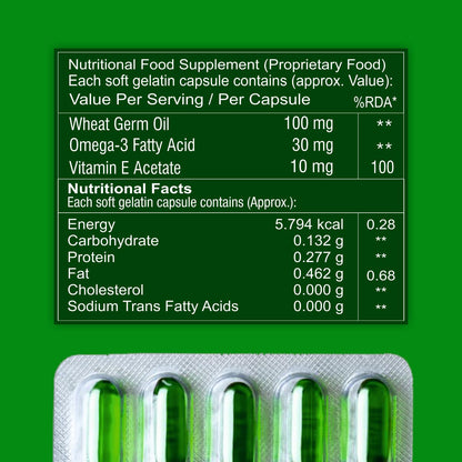 Knoll Healthcare Evanoll Plus Omega 3 Fish oil Capsules Fatty Acid Wheat Germ Oil & Vitamin E Capsules Hair Skin joint health 10 Capsules (Pack of 1)