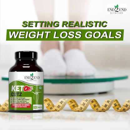 End2End Nutrition Keto Cutz fat burner with Garcinia Cambogia, Green Tea, Green Coffee Bean | Weight Loss Product for Men and Women - 60 Tablets