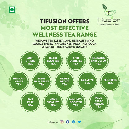 Tifusion Hibiscus Tea with Arjun Bark, Hawthorne Hibiscus Ashwagandha Rooibos Natural Whole Loose leaf Tea for Healthy Heart and Helps in Improving Immune System (50gm)