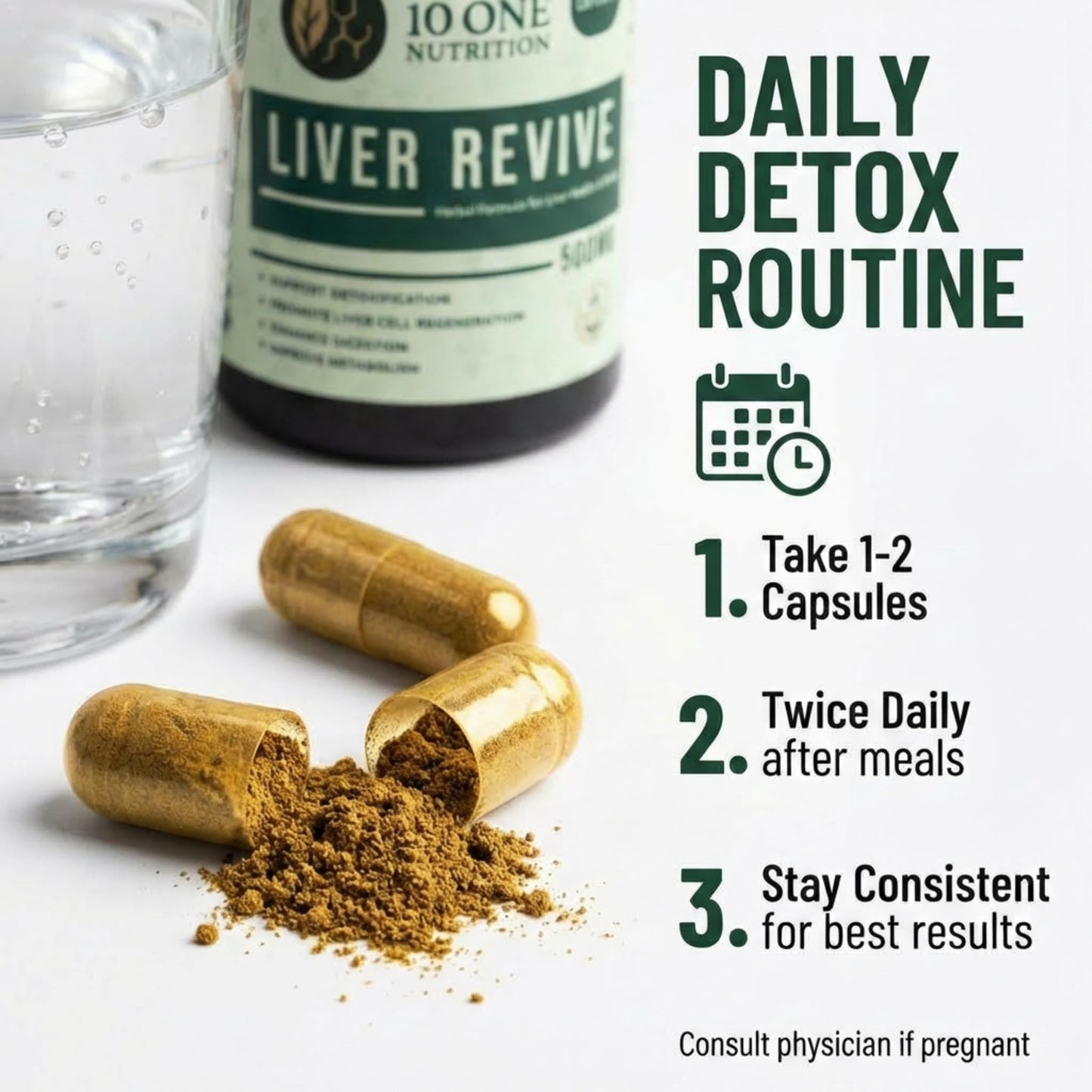 10 One Nutrition Liver Revive Detox 500mg with Kutki, Punarnava & 17 More Herbs | Care Fatty Liver, Digestive Enzymes & Natural Detox Support | 60 Veg Capsules