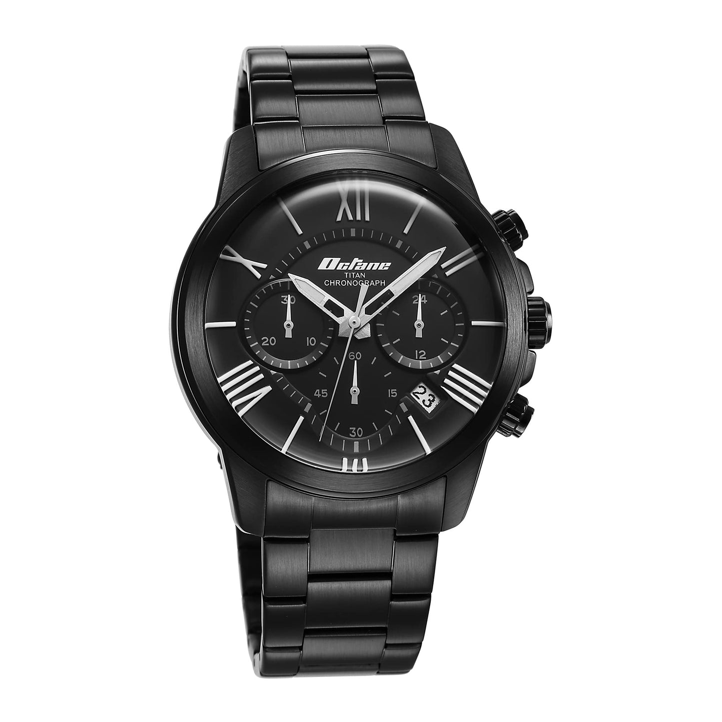 Titan Octane Classic Sporty Black Dial Chronograph Stainless Steel Stra- image 6