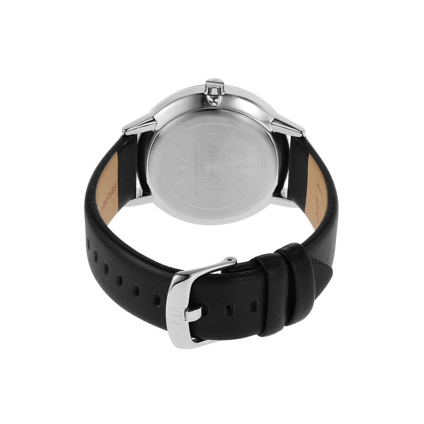 Armani Exchange Leather Analog Black Dial Men Watch-Ax2745, Black Band