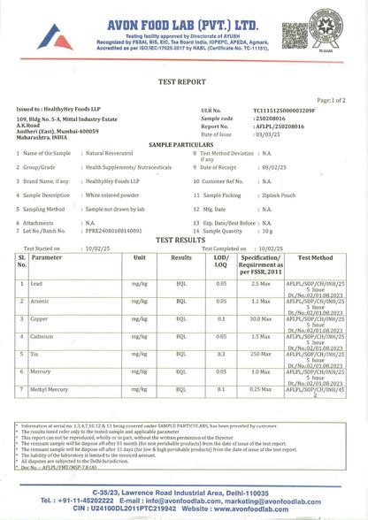 HealthyHey Nutrition Resveratrol Extract 98% Plus BioPerine for Absorpt- image 2