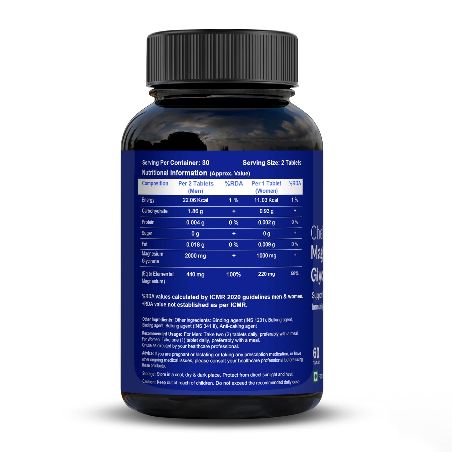 CUREFOREVER Magnesium Glycinate Supplement, Chelated Magnesium Bisglycinate Tablets for Muscle Recovery, Sleep Support & Digestion, Elemental Magnesiums 220mg/440mg – 60 Tablets