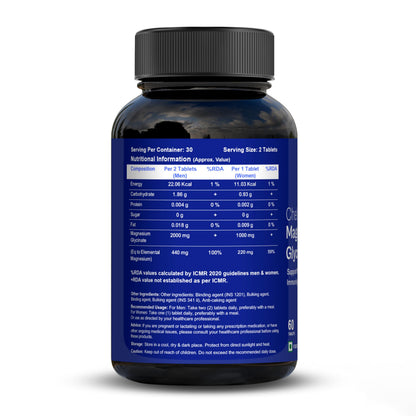 CUREFOREVER Magnesium Glycinate Supplement, Chelated Magnesium Bisglycinate Tablets for Muscle Recovery, Sleep Support & Digestion, Elemental Magnesiums 220mg/440mg – 60 Tablets
